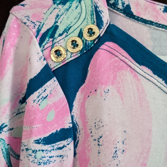 Lilly Pulitzer Sophie Dress Womens Medium Tidal Wave Pans Garden Boatneck Shift - Picture 5 of 6